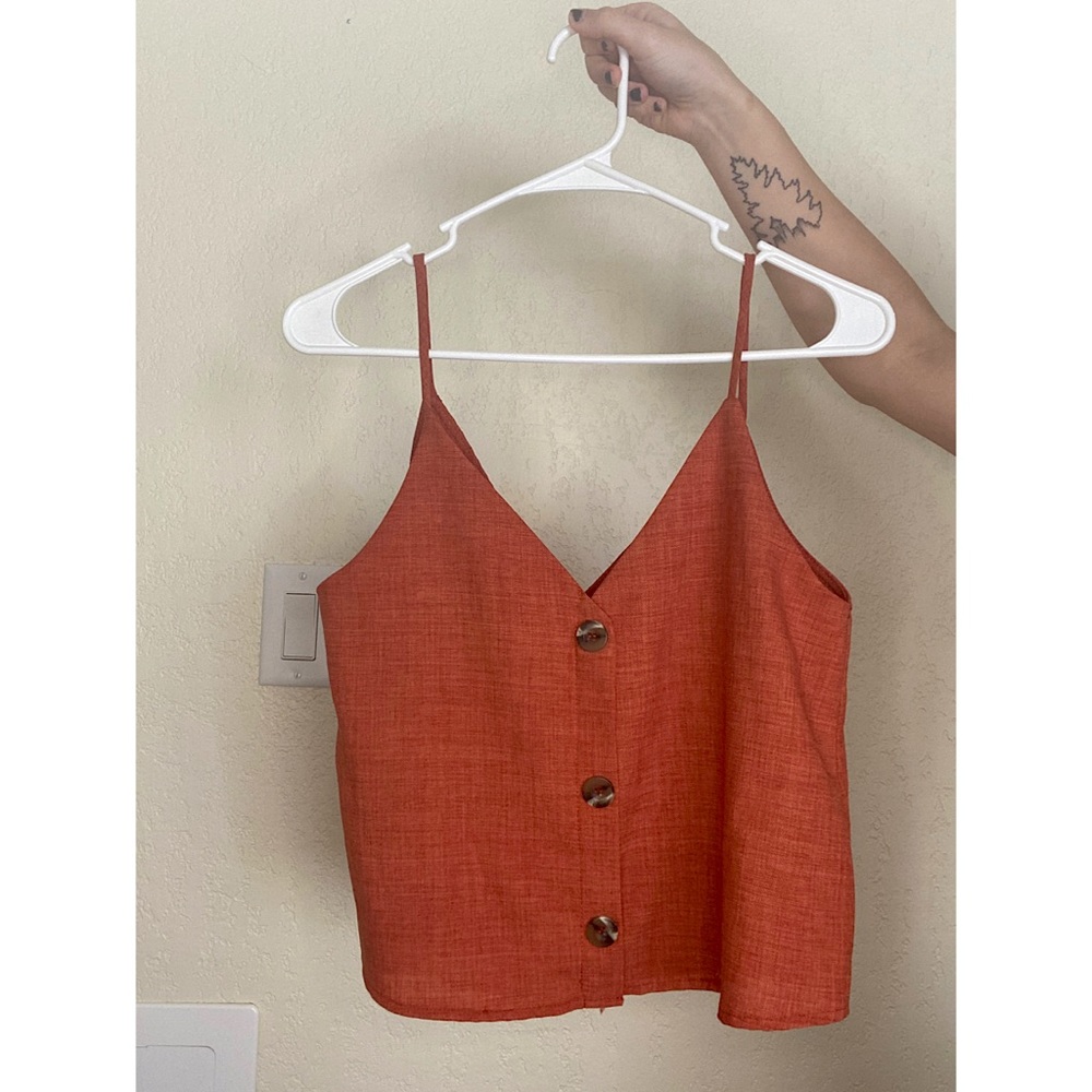 burnt orange tank crop top